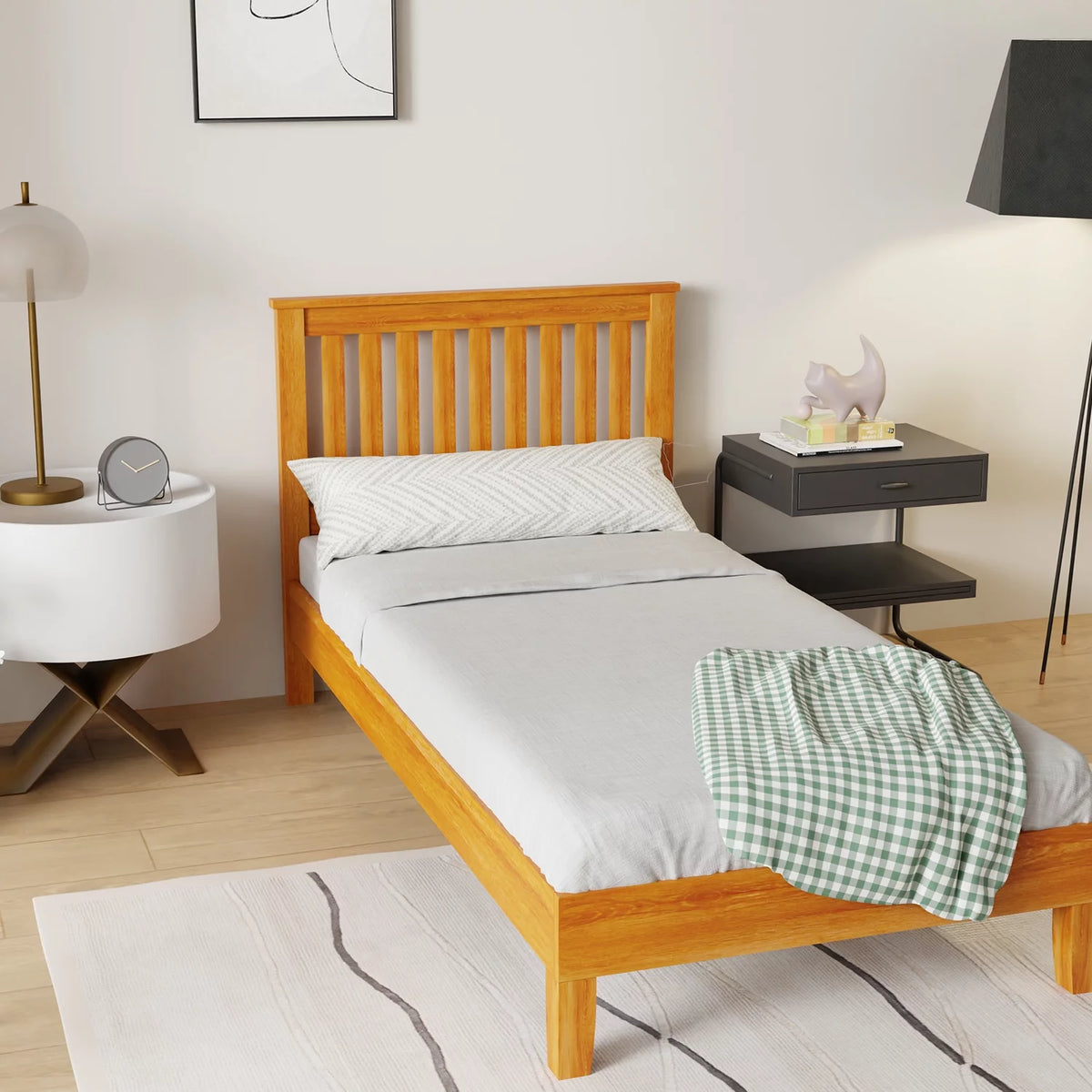 Wood Platform Bed Frame with Headboard Twin C37158