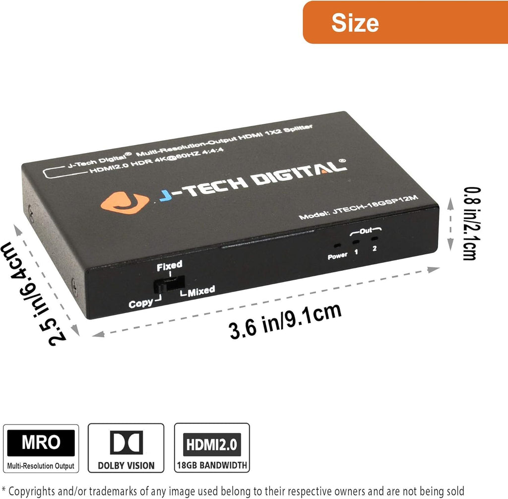 18GBps 1x4 HDMI 2.0 Splitter HDR10 Dolby Vision 4K@60Hz 4:4:4 U5595