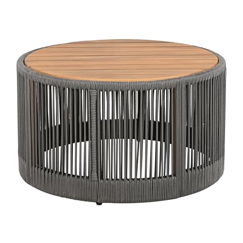 Rattan Outdoor Coffee Table with Acacia Wood Tabletop V1685