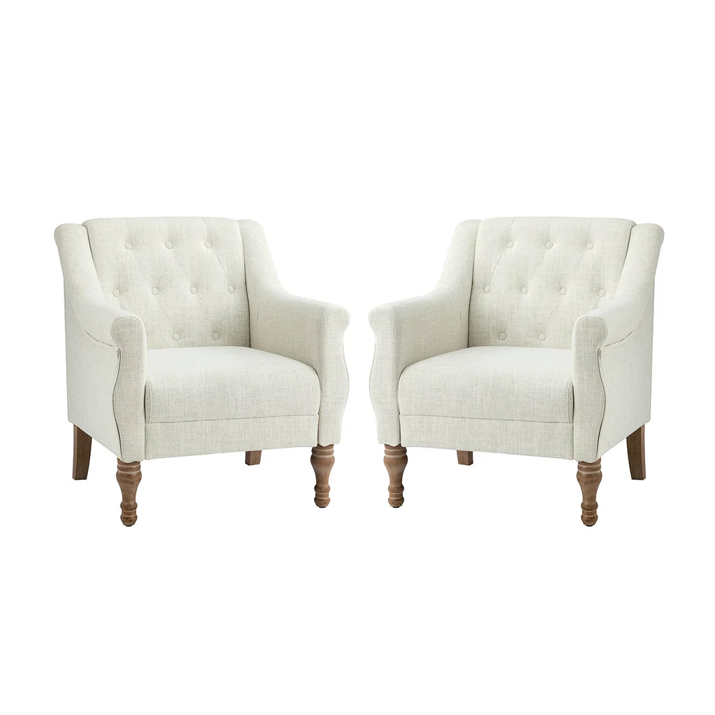 Set of 2 Tufted Wooden Armchair T2889