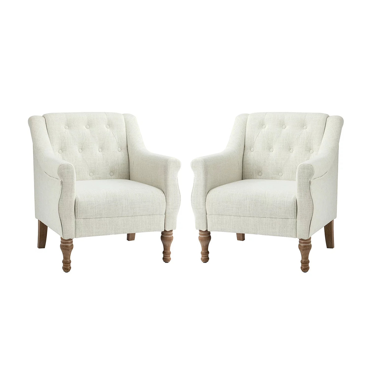 Set of 2 Tufted Wooden Armchair T2889
