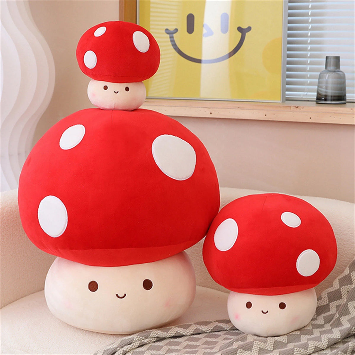 Mushroom Shaped Plush Toy Reversible Stuffed Doll O8746
